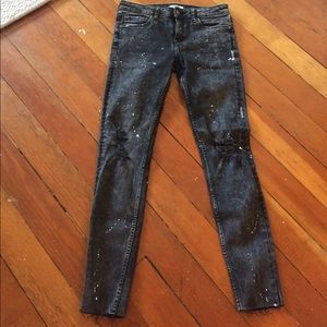 Zara premium denim spatter skinny jeans